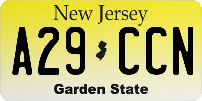 NJ license plate A29CCN