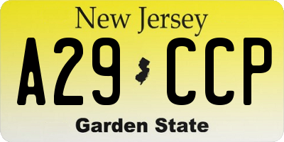 NJ license plate A29CCP