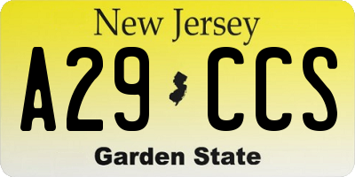 NJ license plate A29CCS