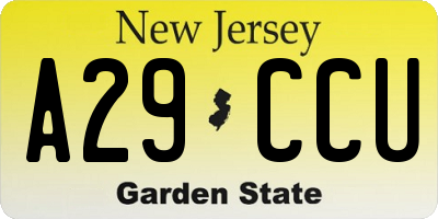 NJ license plate A29CCU