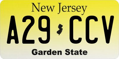 NJ license plate A29CCV