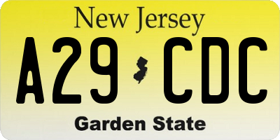 NJ license plate A29CDC