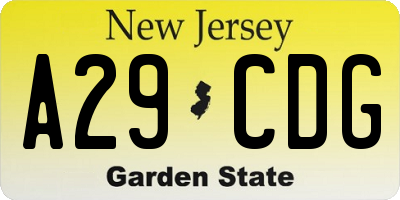 NJ license plate A29CDG