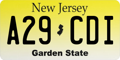 NJ license plate A29CDI