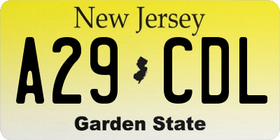 NJ license plate A29CDL