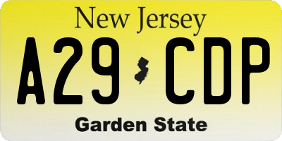 NJ license plate A29CDP