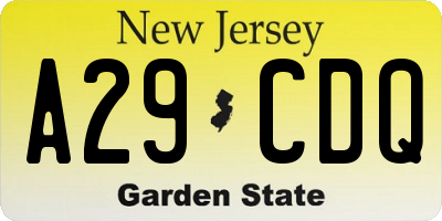 NJ license plate A29CDQ