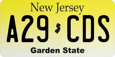 NJ license plate A29CDS