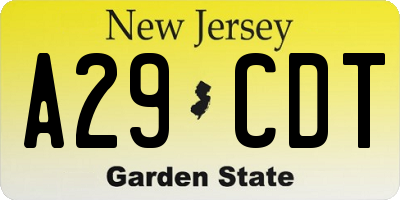 NJ license plate A29CDT