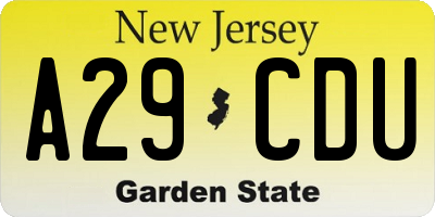 NJ license plate A29CDU