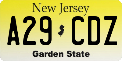 NJ license plate A29CDZ