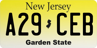 NJ license plate A29CEB