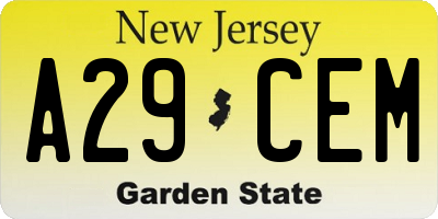 NJ license plate A29CEM