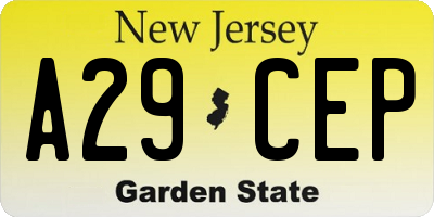 NJ license plate A29CEP