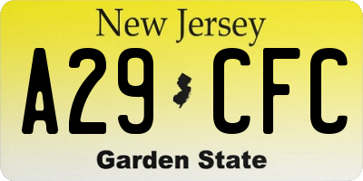 NJ license plate A29CFC