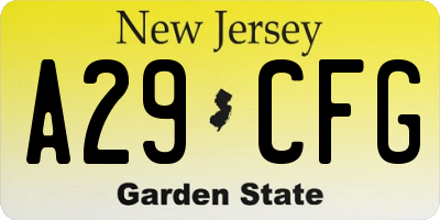 NJ license plate A29CFG