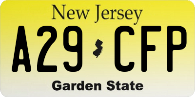 NJ license plate A29CFP