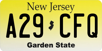 NJ license plate A29CFQ