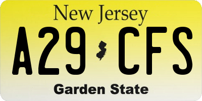 NJ license plate A29CFS