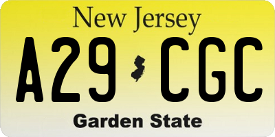 NJ license plate A29CGC