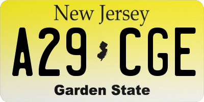 NJ license plate A29CGE