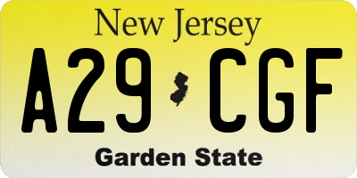 NJ license plate A29CGF