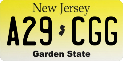 NJ license plate A29CGG