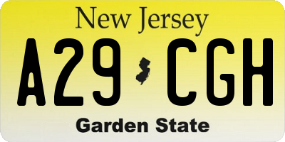 NJ license plate A29CGH