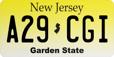 NJ license plate A29CGI