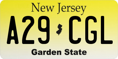 NJ license plate A29CGL