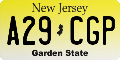 NJ license plate A29CGP
