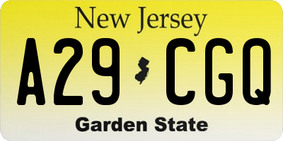 NJ license plate A29CGQ