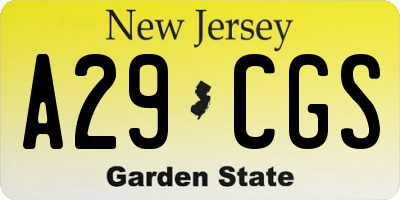 NJ license plate A29CGS