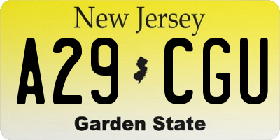 NJ license plate A29CGU