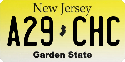 NJ license plate A29CHC