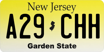 NJ license plate A29CHH