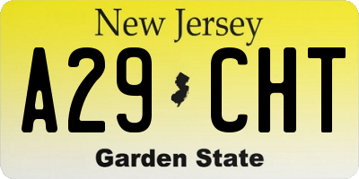 NJ license plate A29CHT