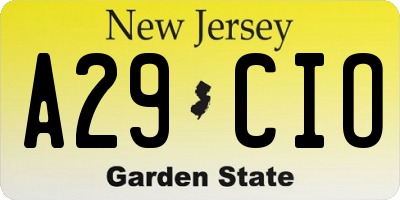 NJ license plate A29CIO