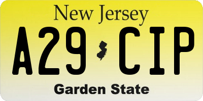 NJ license plate A29CIP