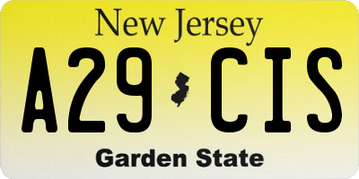 NJ license plate A29CIS