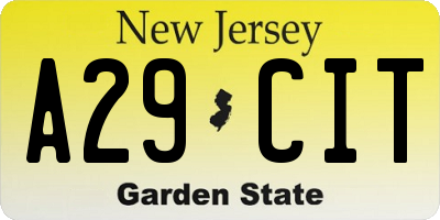 NJ license plate A29CIT