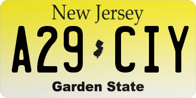 NJ license plate A29CIY