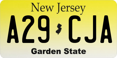 NJ license plate A29CJA