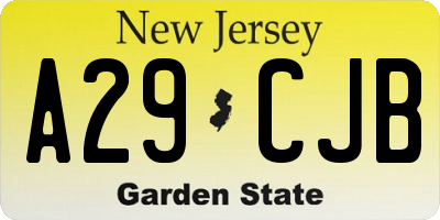 NJ license plate A29CJB
