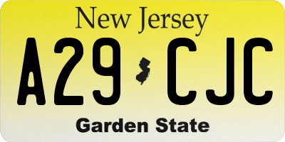 NJ license plate A29CJC