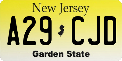 NJ license plate A29CJD