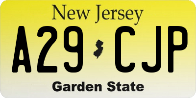 NJ license plate A29CJP