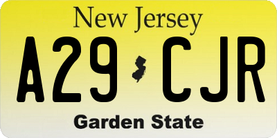 NJ license plate A29CJR