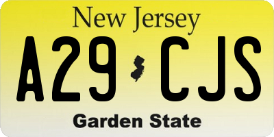 NJ license plate A29CJS