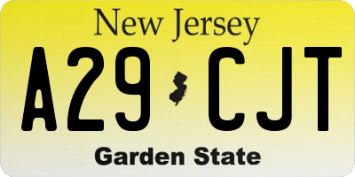 NJ license plate A29CJT